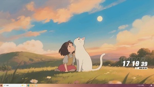 女孩与猫咪桌面主题