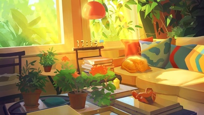 治愈阳光午后房间猫咪