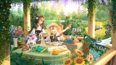 4k 治愈唯美花园拍照少女