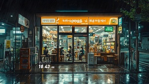 雨中的便利店