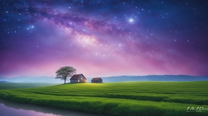 4K唯美星空下田野