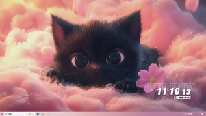 云朵可爱小黑猫咪