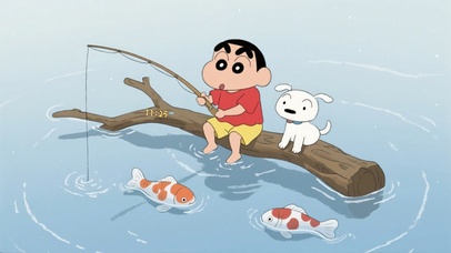 和小新一起钓鱼啦