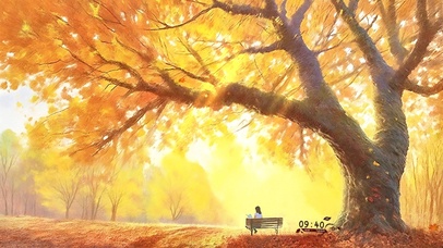 秋阳漏影下的少女幸福阅时光