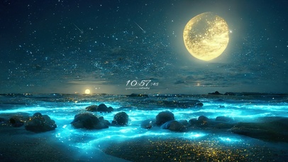 4K唯美治愈浪漫星空海滩