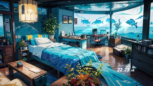 治愈清新海洋房间