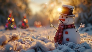 落日圣诞雪人