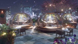 治愈唯美夜空下的餐厅