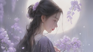 唯美古风紫衣女孩