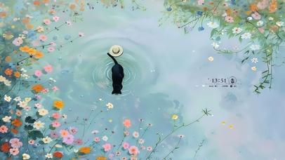 池塘抓鱼的猫咪