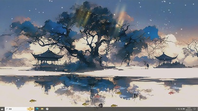 梦幻雪景插画-桌面主题