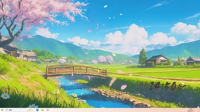 蓝天白云树木河流桌面主题