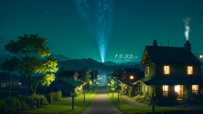 4k夜晚夏季小镇