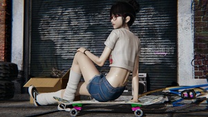 4K 街头滑板少女