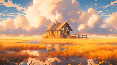 4K白云茅草小屋