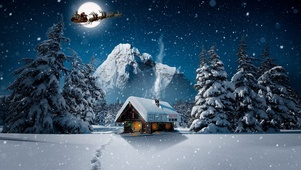 雪道的圣诞小屋