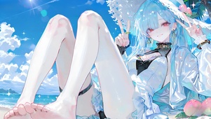 莫宁-海边泳装少女