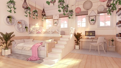 4k治愈简约可爱阳光房间