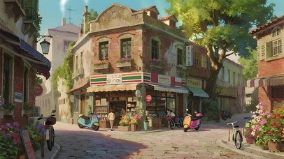 儿时怀旧老街光景 （门头时钟）