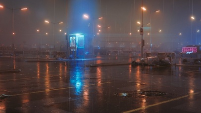 4K超清治愈 【雨夜站前广场】