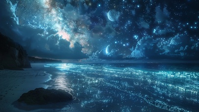 4K 爱的荧光海 湛蓝星海