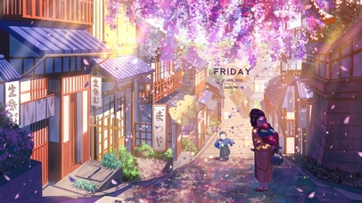 唯美日系樱花街道