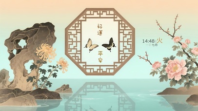 文艺古风牡丹屏风桌面