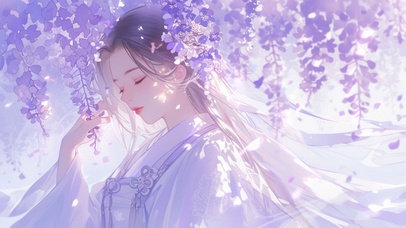 浅紫色汉服古风