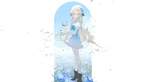 唯美蓝色樱花少女
