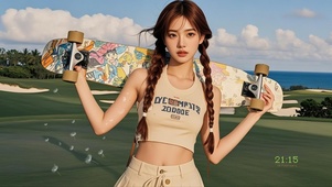 滑板少女