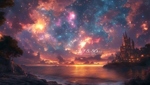 唯美炫酷海边星空