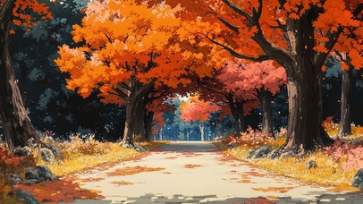 秋叶纷飞浪漫公园