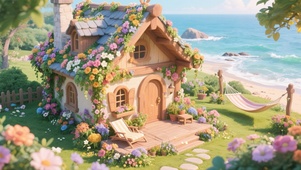 海边鲜花小屋