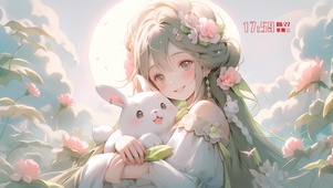 抱兔子的女孩