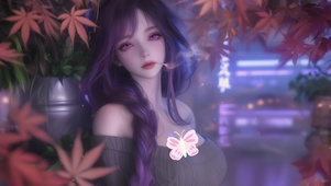 迷人毛衣枫叶女孩