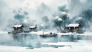 雪中渔村