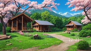 4K唯美治愈樱花林小屋