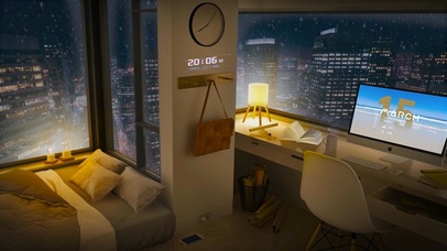 安静舒适的雨天电脑房间