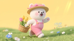 呆萌郁金香小熊