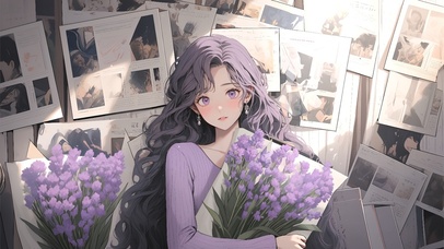 怀旧风捧花少女