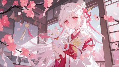 治愈粉色樱花动漫古风可爱萝莉
