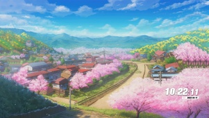 蓝天白云樱花树