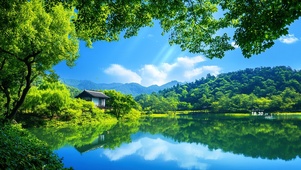 湖景夏天小屋
