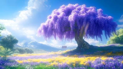 唯美紫藤树花海