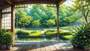 护眼池塘花园