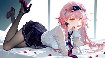 趴着的黑丝少女-澄闪