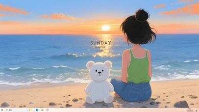 和小熊一起看海