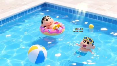 悠闲泳池蜡笔小新