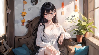 休憩的少女