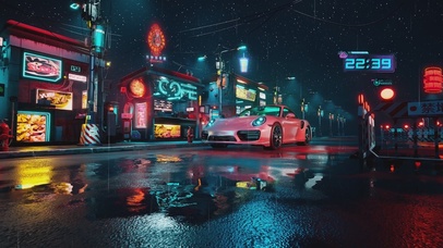 夜晚的赛博城市